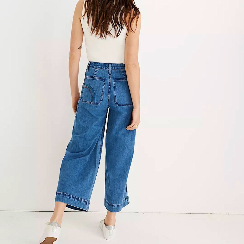 Madewell Emmett Wide-Leg Crop Jeans: Rainbow Stitched Edition
